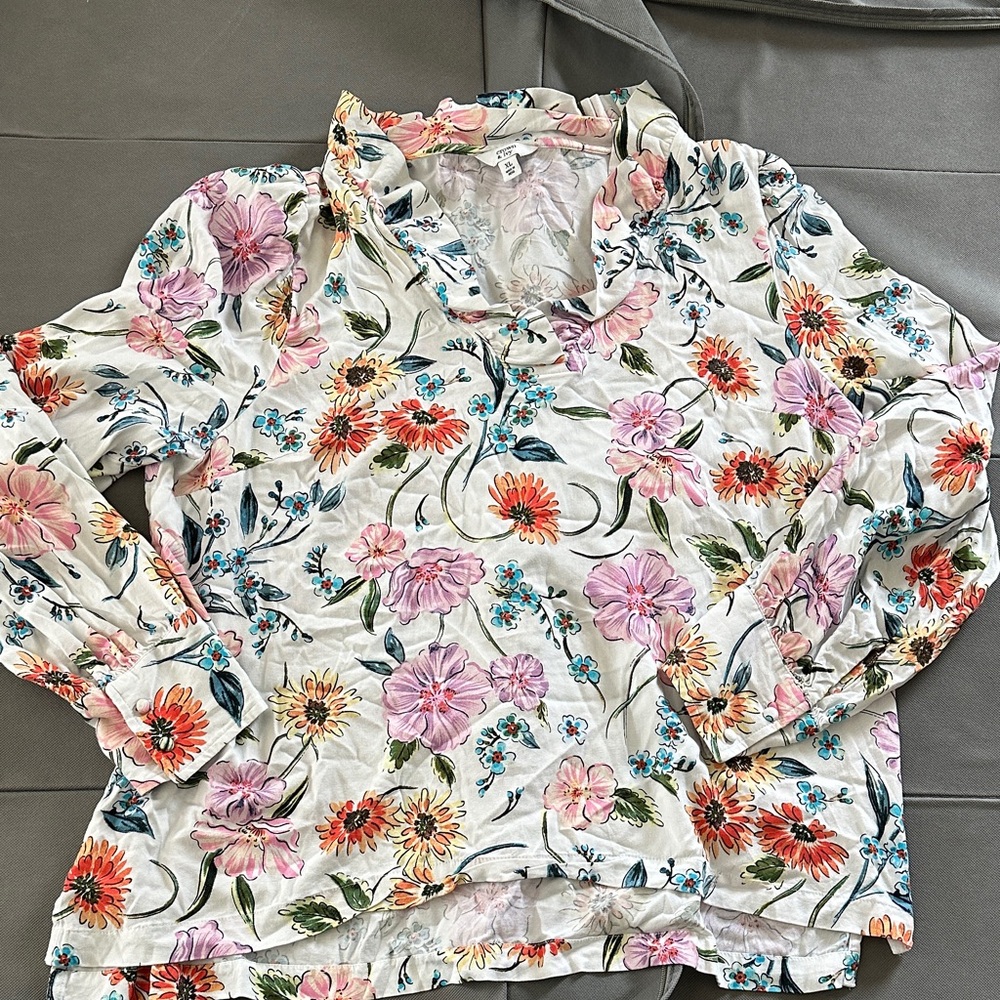 Crown & Ivy Floral Blouse - Pink, Orange, Green